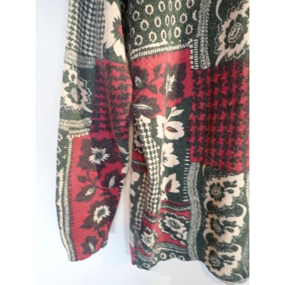 Feminin Ladies High Fashion Christmas Patchwork Sweater Large Lambswool Angora - Picture 3 of 10